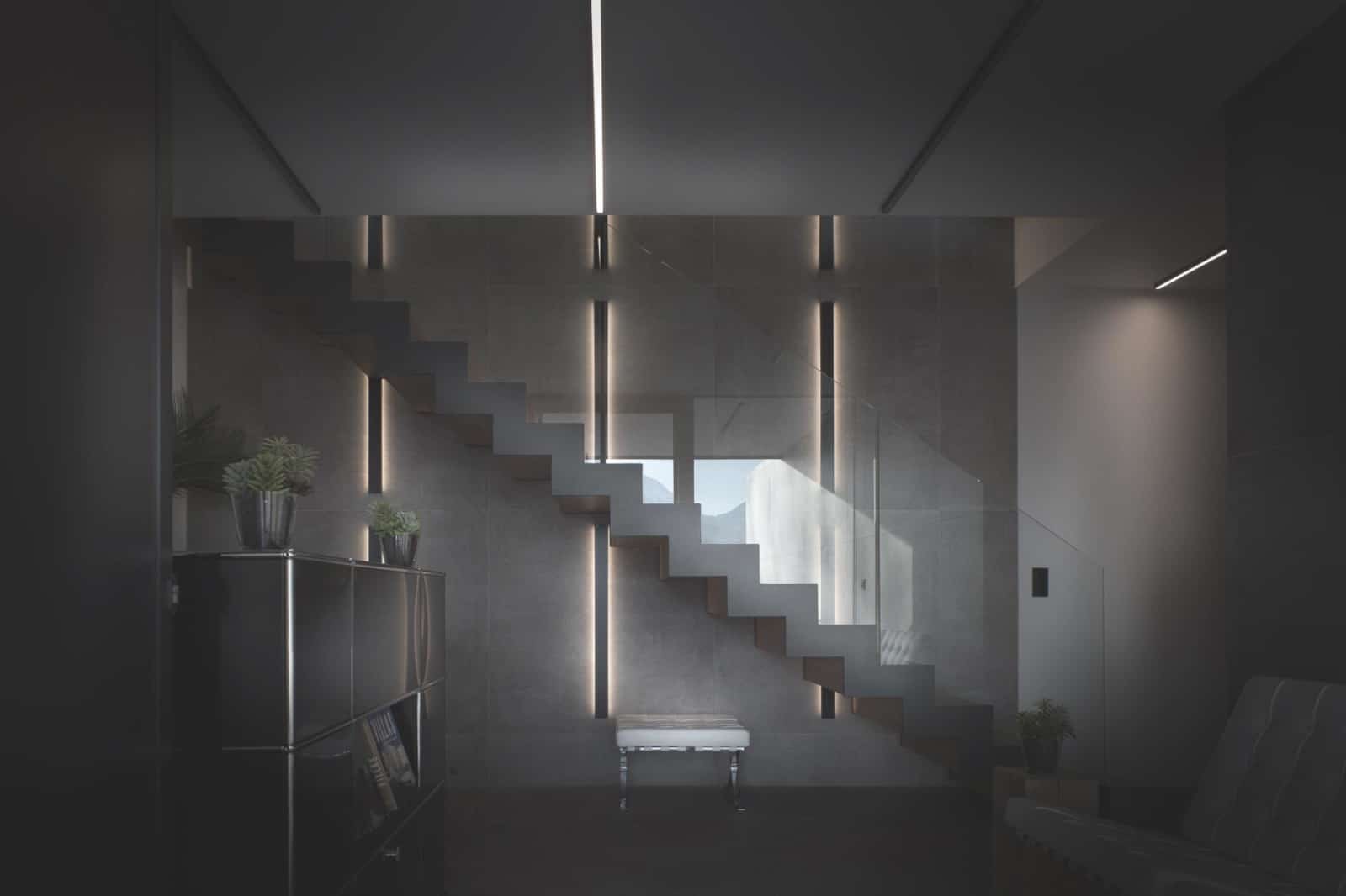 Escalier contemporain - Maison d'architecte, villa contemporaine - Archidomo - architecture Annecy Lyon Paris